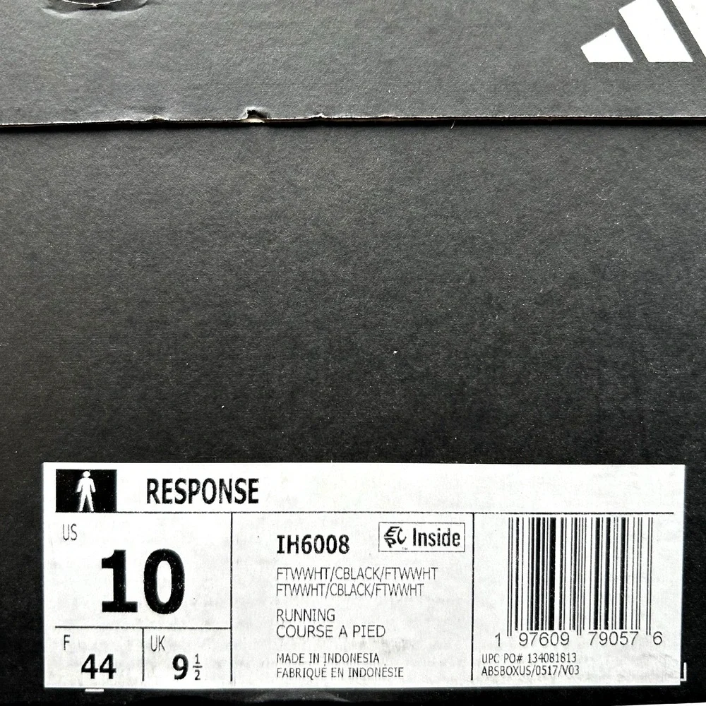 adidas‎ Mens Response Running Shoes Size 10 White-Black Lace up Sneakers IH6008